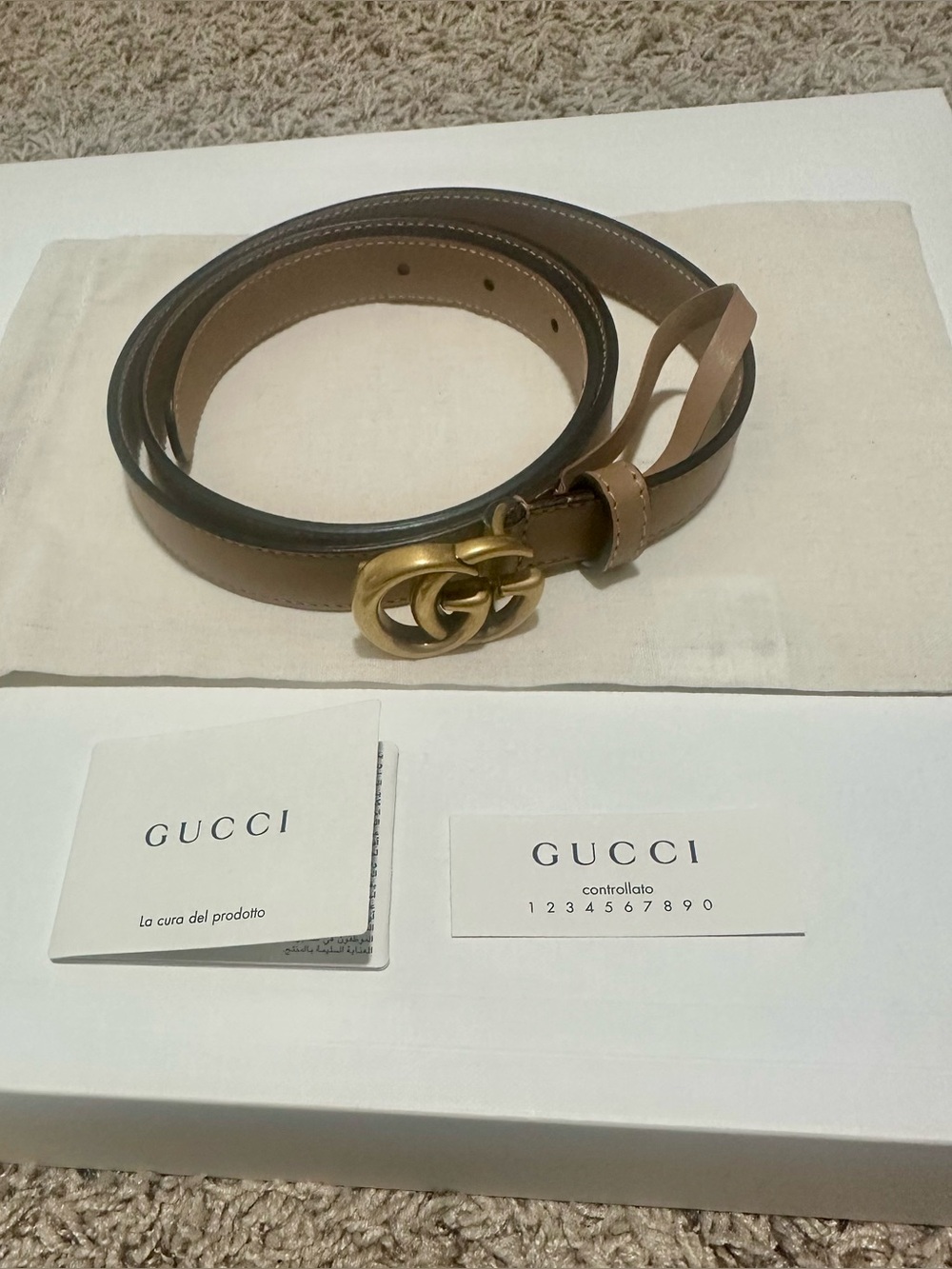 NEW Women’s Gucci GG Marmont Thin Belt Size 90cm